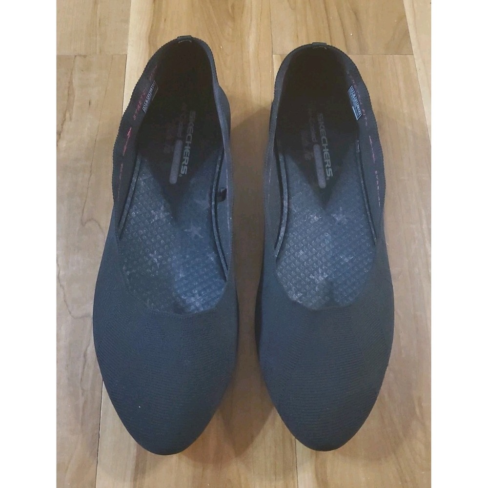 Skechers Womens SN 48885W Air Cooled Slip On Black Ballet Flats Stretch Fit 11 W